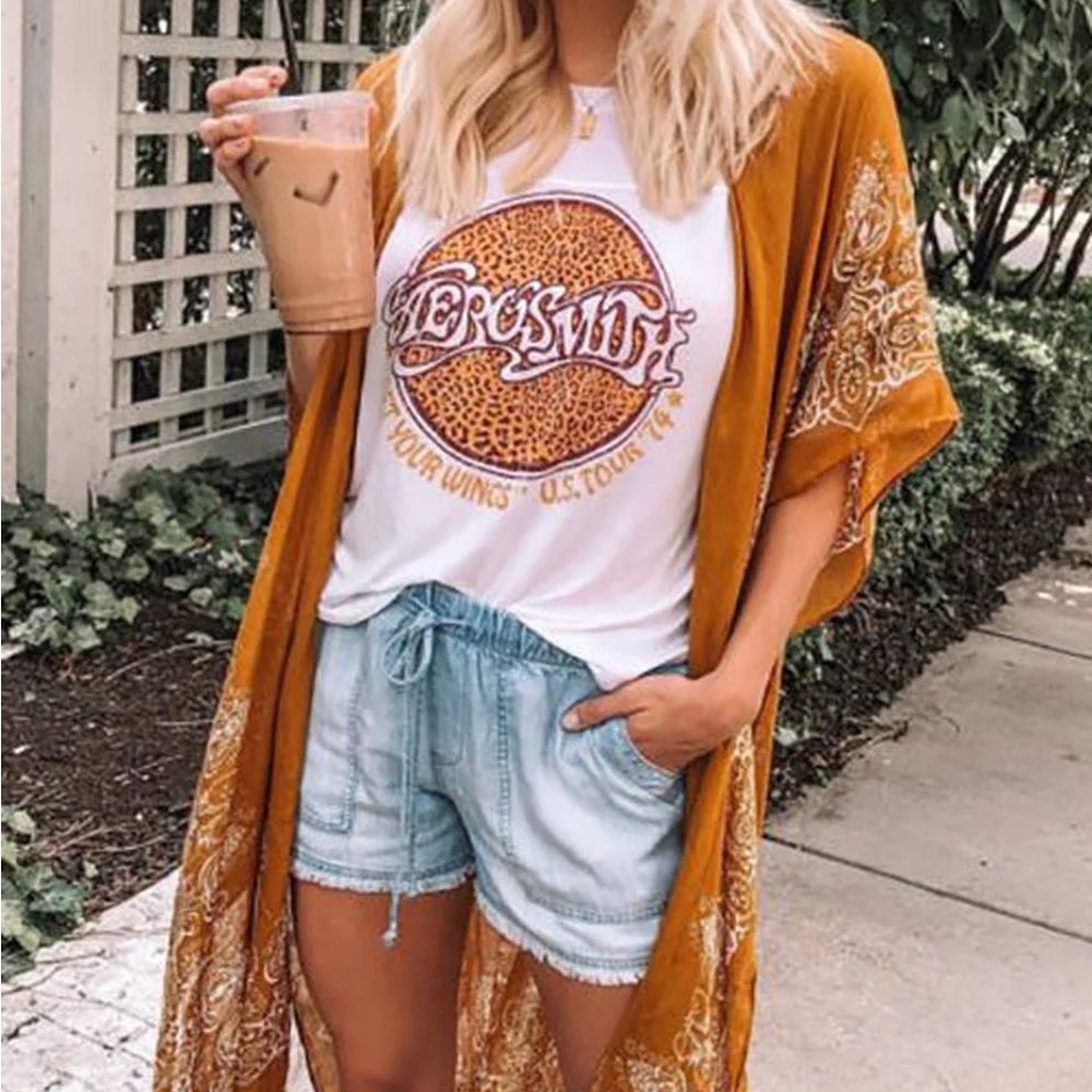 Festival Kimono for Women beach Coverup Lightweight Boho Kimono Cardigan